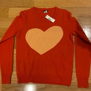 J. Crew Red/Pink Heart Sweater, New With Tags!! Small